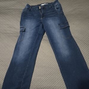 Women's Blue Cargo Jeans